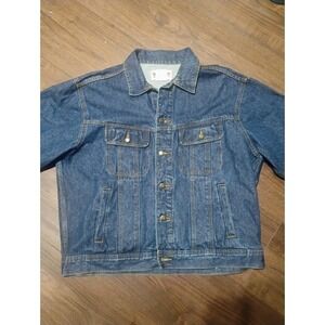 VTG Wrangler Mens Indigo Blue Denim Trucker Jean Jacket Size XL